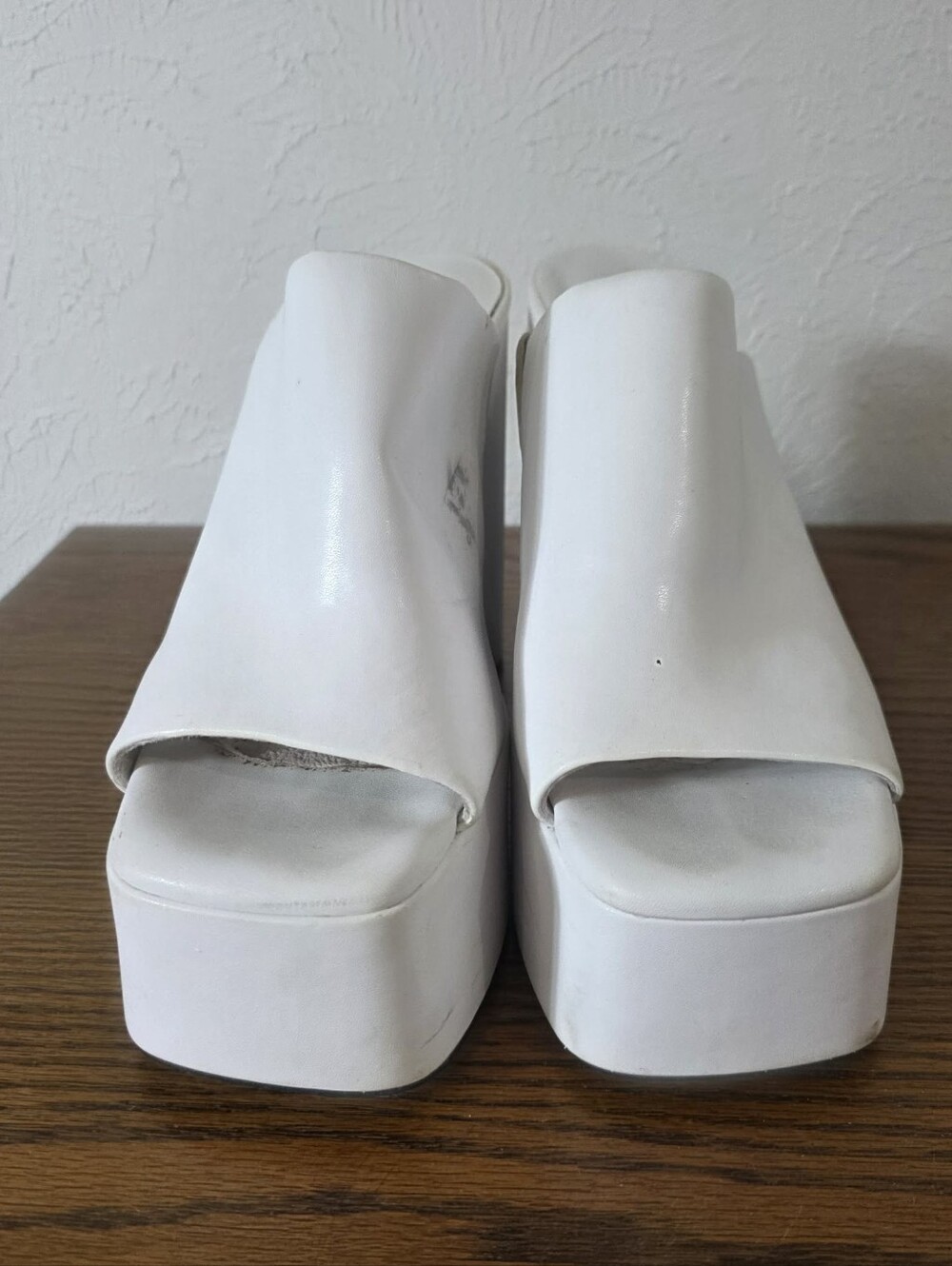 Foley + Corinna White Platform Peep Toe Mule Heels Women’s 9.5